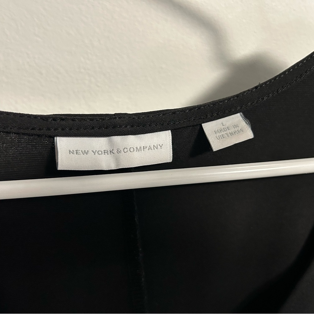 New York & Company Black Midi Dress with Ring Accent - Picture 2 of 3